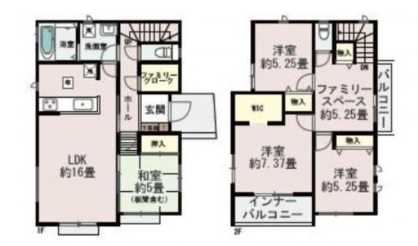 熊本市南区出仲間、新築一戸建ての間取り画像です