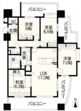 熊本市東区花立、マンションの間取り画像です