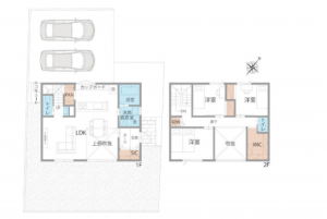 熊本市南区八幡、新築一戸建ての間取り画像です