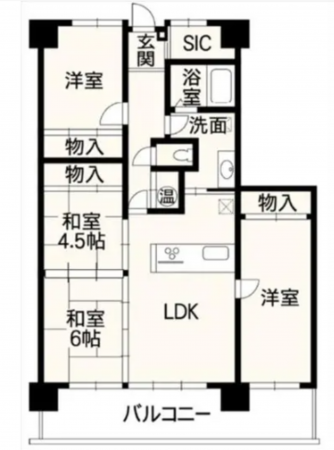 熊本市東区石原、マンションの間取り画像です