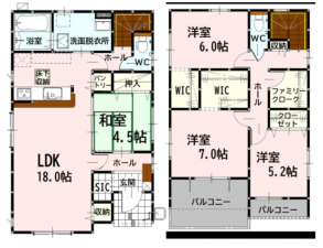 熊本市南区近見、新築一戸建ての間取り画像です