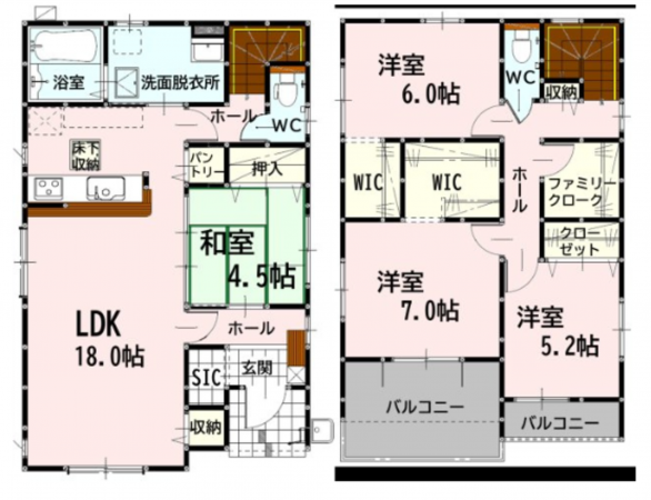 熊本市南区近見、新築一戸建ての間取り画像です