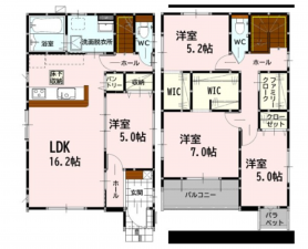 熊本市東区東京塚町、新築一戸建ての間取り画像です