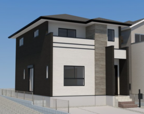 熊本市東区東京塚町、新築一戸建ての完成予想図（外観）画像です