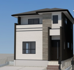 熊本市東区東京塚町、新築一戸建ての完成予想図（外観）画像です