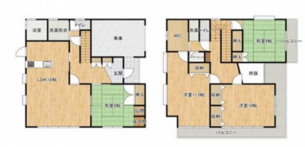 熊本市東区新外、中古一戸建ての間取り画像です
