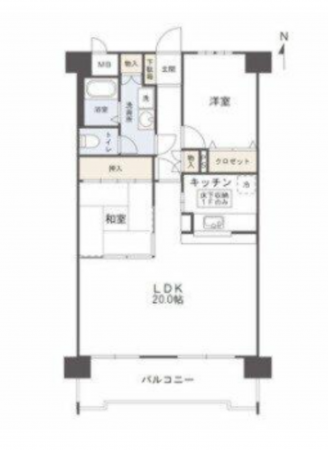 熊本市中央区坪井、マンションの間取り画像です