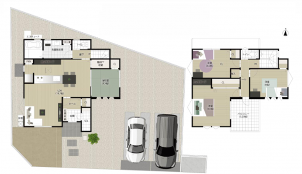 熊本市南区御幸木部、新築一戸建ての間取り画像です