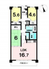 熊本市東区長嶺東、マンションの間取り画像です