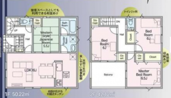 熊本市南区薄場、新築一戸建ての間取り画像です