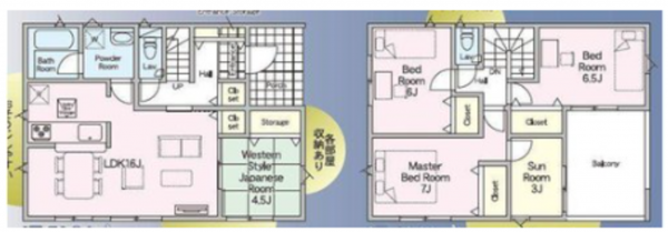 熊本市東区鹿帰瀬町、新築一戸建ての間取り画像です