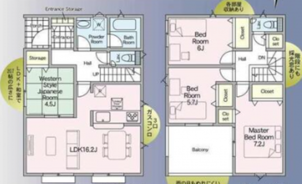 熊本市南区薄場、新築一戸建ての間取り画像です