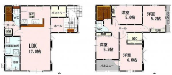 熊本市東区東本町、新築一戸建ての間取り画像です