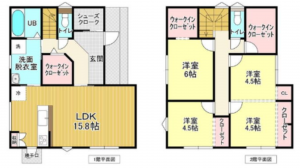 熊本市南区八分字町、新築一戸建ての間取り画像です