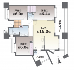 熊本市中央区新町、マンションの間取り画像です