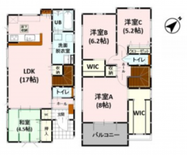 熊本市東区画図町大字下無田、新築一戸建ての間取り画像です