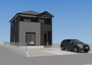 熊本市南区近見、新築一戸建ての完成予想図（外観）画像です