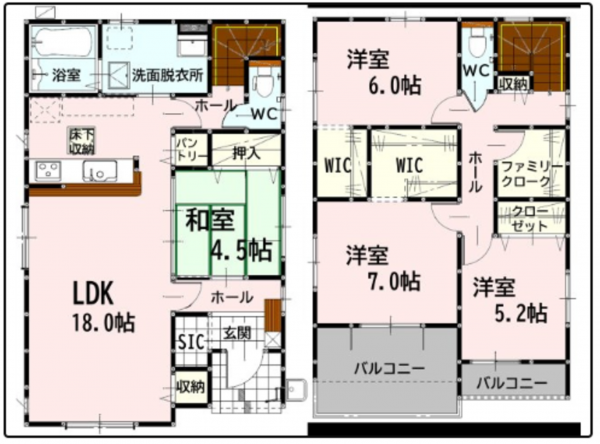 熊本市南区近見、新築一戸建ての間取り画像です