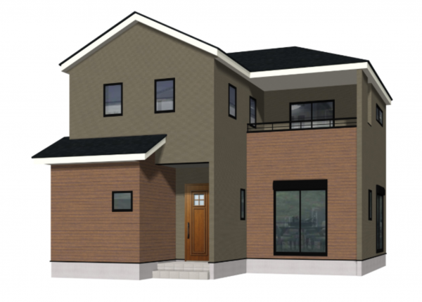 熊本市東区沼山津、新築一戸建ての完成予想図（外観）画像です