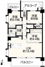 熊本市東区長嶺南、マンションの間取り画像です