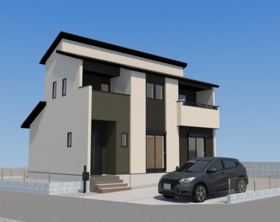 熊本市南区南高江、新築一戸建ての完成予想図（外観）画像です