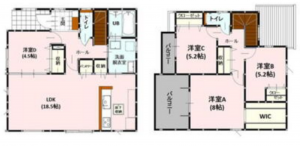 熊本市中央区帯山、新築一戸建ての間取り画像です