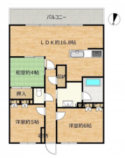 熊本市東区長嶺南、マンションの間取り画像です