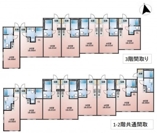 藤沢市大鋸、収益物件/アパートの間取り画像です