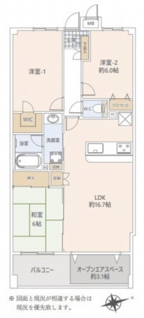 藤沢市片瀬、マンションの間取り画像です