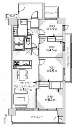 藤沢市辻堂新町、マンションの間取り画像です