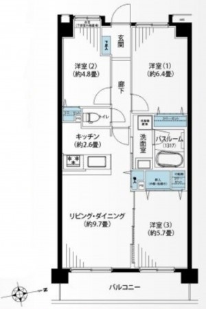 藤沢市片瀬、マンションの間取り画像です