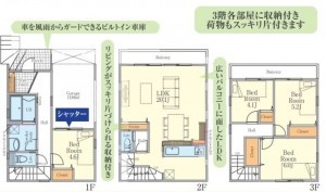 藤沢市片瀬、新築一戸建ての間取り画像です