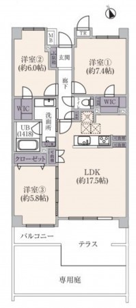 藤沢市辻堂西海岸、マンションの間取り画像です