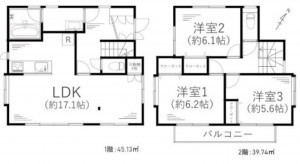 藤沢市本鵠沼、中古一戸建ての間取り画像です