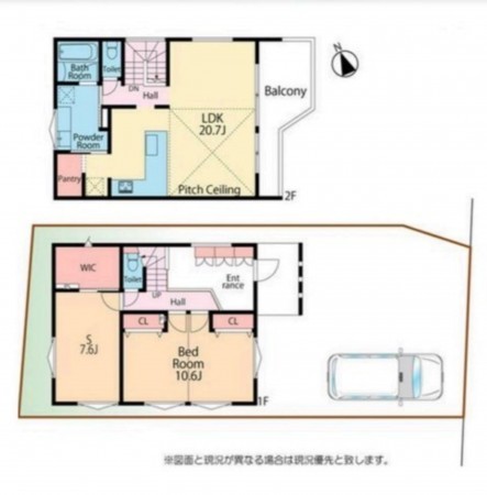 藤沢市辻堂新町、中古一戸建ての間取り画像です