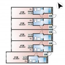 藤沢市本鵠沼、収益物件/アパートの間取り画像です