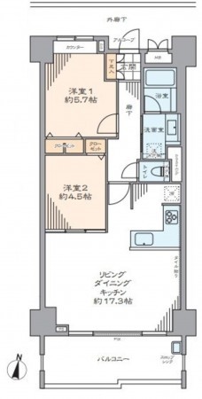 藤沢市片瀬海岸、マンションの間取り画像です