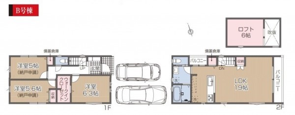 藤沢市柄沢、新築一戸建ての間取り画像です