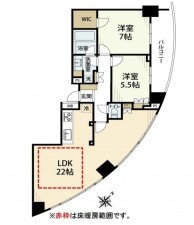 藤沢市片瀬、マンションの間取り画像です