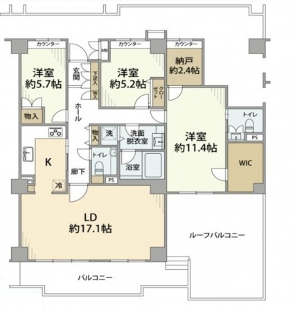 藤沢市辻堂太平台、マンションの間取り画像です