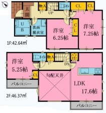 藤沢市片瀬、新築一戸建ての間取り画像です