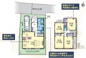 藤沢市本町、新築一戸建ての間取り画像です