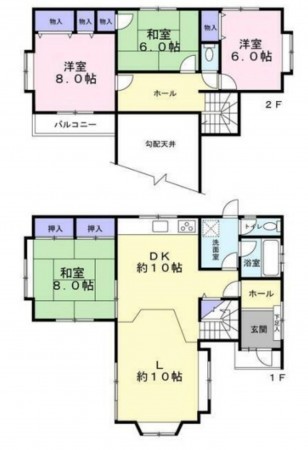 藤沢市大鋸、中古一戸建ての間取り画像です