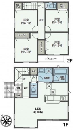 藤沢市鵠沼松が岡、中古一戸建ての間取り画像です