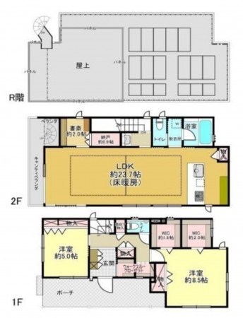 藤沢市鵠沼海岸、中古一戸建ての間取り画像です