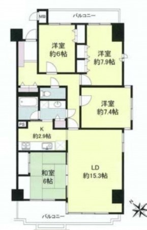 藤沢市片瀬海岸、マンションの間取り画像です
