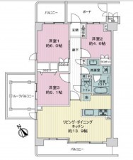 藤沢市藤沢、マンションの間取り画像です