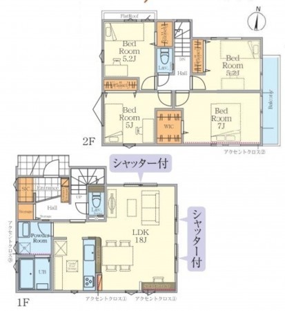 藤沢市城南、新築一戸建ての間取り画像です