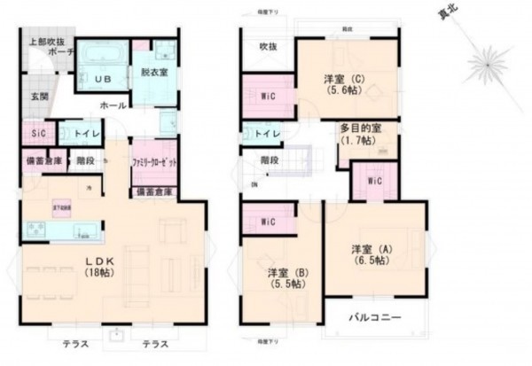 藤沢市本鵠沼、新築一戸建ての間取り画像です