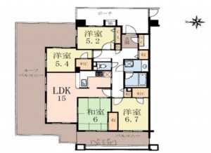 藤沢市川名、マンションの間取り画像です